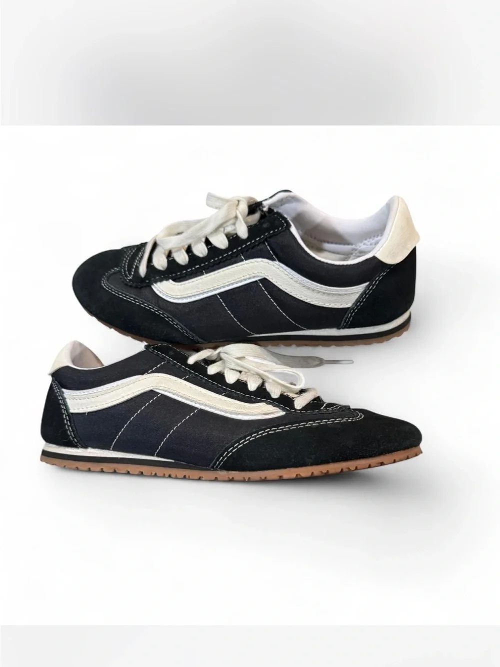 Vans Black and White Retro Runner Sneakers